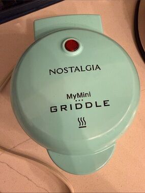 Nostalgia Mint Green Mini Electric Griddle Aqua Color